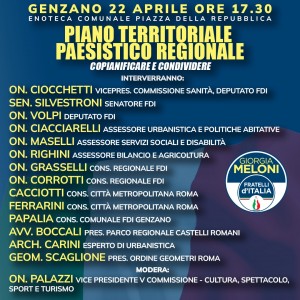 Genzano | Convegno FdI sul Piano Territoriale Paesistico Regionale